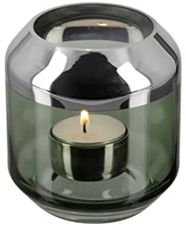 SMILLA/Vase,Teelichthhalter,Glas,d.-grün/H.9cm,D.9cm