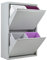 Poubelle pour tri sélectif | EcoPatty | Récolte différenciée | Meuble en métal | Gain de place | Intérieur, extérieur | 2 compartiments | 4 seaux | 60 litres | déjà monté | Gris