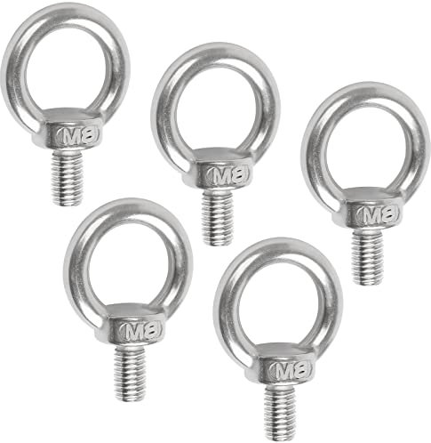 JatilEr 5 Stück M8*13 Ringschraube Edelstahl, 304 Edelstahl Augenschraube Rostfrei Ösenschraube Hardware Ringschrauben, Ring Runde Ringbolzen Metrisch Augbolzen für Rolle des Befestigens und Hängens