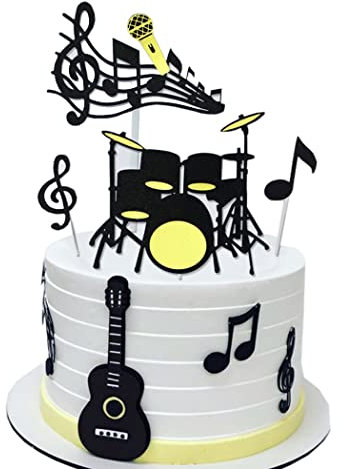 Borsgye 40 PCS Guitar Cake Toppers Music Note Cupcake Toppers Letters Happy Birthday Cake Topper Birthday Cake Toppers Musical Symbol Cupcake Decor for Musician Rock Theme Party – Drums