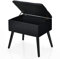 CASART Velvet Storage Stool, 3-in-1 Flip Top Storage Organiser Chest Seat, Solid Pine Legs, Upholstered Padded Modern Vanity Stool for Living Room Bedroom Entryway (Black)