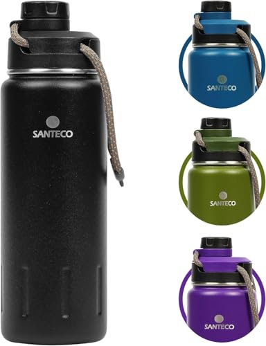 SANTECO Gourde Isotherme en Acier Inoxydable 500ml, 710ml - Bouteille Isotherme Étanche sans BPA - Gourde Inox Sport Ouverture Large - Bouteille d'eau pour Gym, Voyage, Enfant, Randonnée, Ice Coke