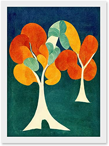 Doppelganger33 LTD Minimalistic Henri Matisse Style Autumn Fall Trees Abstract Artwork Framed Wall Art Print A4