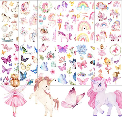 120+ Tattoo Kinder, Einhorn Tattoos Mädchen, Schmetterling Tattoo, Kindertattoos Mädchen, Temporäre Tattoos für Kindergeburtstage Geschenke Karneval
