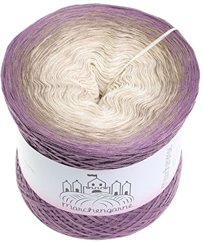 Farbverlaufsgarn Bobbel Wolle Größe wählbar Strickwolle Häkeln (Tagtraum - Violett außen, 200g/1000m - 3Fach)