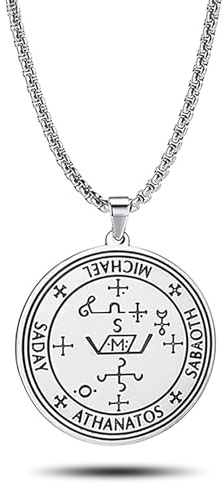 SIPURIS Collier avec pendentif représentant le sceau de l'archange Michael Saday Athanatos Sabaoth ancien roi de Salomon Saint 7e archange Michael Médaillon Talisman Bijoux pour homme et femme
