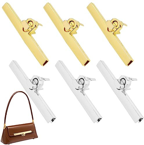 6 Sets Turn Lock Clasp Purse Closure Twist Locks Fasteners Metal Hardware Clip Clasp Buckles with Washers for DIY Handbag Shoulder Handle Bags Craft Briefcase Handbag Making (Gold, Silver)