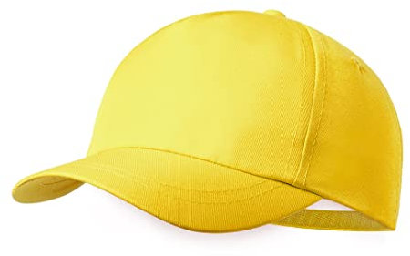 BLUECHOLON Kindermütze mit 5 Paneln, aus strapazierfähigem RPET-Polyester, weich verarbeitet und verstellbar, mit gestickten Belüftungslöchern, gelb, 48