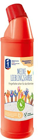Feuchtmann MEINE LIEBLINGSFARBE Edu Bottle | 900g cremige Fingerfarbe Einzelflasche | hautfreundliche Fingermalfarbe auf Wasserbasis | ungiftig, auswaschbar | Malfarben Kinder (ab 2 Jahre), FARBE:Rot