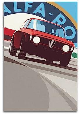JONZA Vintage-Rennauto-Poster für Alfa Romeo Sportwagen (2) dekoratives Gemälde auf Leinwand, Wand- und Kunstbild, Familien-Schlafzimmer, Dekoration, 30 x 45 cm