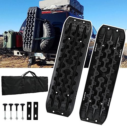 Eulenke Anfahrhilfe Sandbleche Offroad, Anfahrhilfe Wohnmobil,Sandbleche Wohnmobil,Traktionsmatte für PKW LKW Geländewagen,Recovery Board mit Aufbewahrungstasche und Befestigungsstifte(2 Stück)