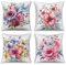 ASDCXZ Blume Kissenbezug 40x40 cm 4er Set, Handgemalt Bunt Blume Grün Blätter Sofa Dekokissen Kissenbezüge Kissenhülle Waschbar Polyester Flachs Textil Outdoor Polster Kopfkissenbezug Kissen Bezug