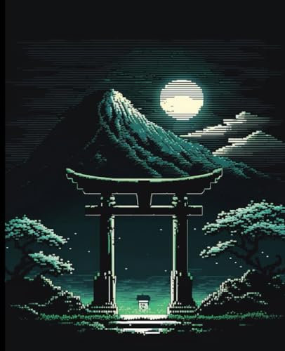 Notebook with Mount Fuji Cover Illustration | composition notebook wide ruled 7.5 x 9.25 120 pages including one page calendar for 2023 2024