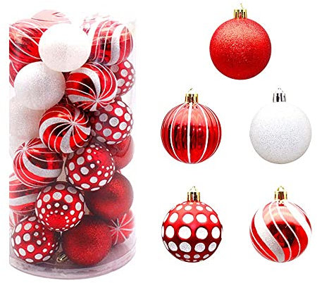 30 Stück Weihnachtskugeln, lustige Weihnachtskugeln, Ornamente, 5 Kugeln, hängende Kugeln, Weihnachtsbaumschmuck, Anhänger, Weihnachtsgeschenke (A)