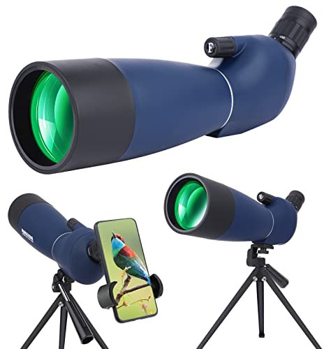 25-75×70 Spektiv, Jagd Spektiv für das Schießen Ziele, Teleskope-Wasserdichtes Zielfernrohr mit BAK4 Prisma Stativ Telefon Adapter Tragetasche, für Zielschießen Vogelbeobachtung Jagd Wildtiere