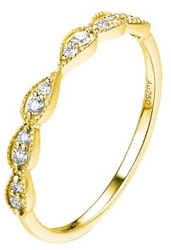 Ayoiow Ring 9 Karat Runder Ring Mit Weißer Runder Form Moissanite Damenring Hochzeit