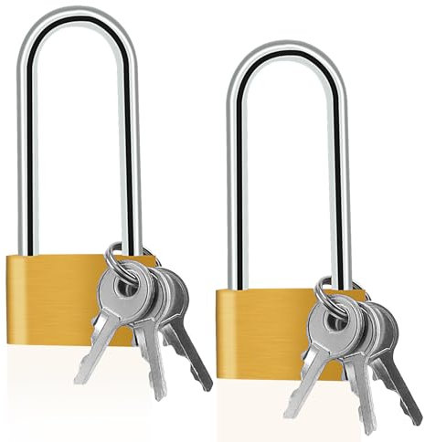 2 Piezas 30mm Candado Llave de Arco Largo, Candado Arco Largo con 6 Llaves, Candado Seguridad, Portátil Candado Taquilla, Candado con Llave, para Taquillas, Candados Bicicletas, Puertas y Ventanas