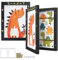 SONGMICS Cadre Dessin Enfant, Lot de 2 Cadres Photo, A4, 22 x 28 cm, Contient jusqu'à 150 Dessins, MDF, Verre, Comprend un Fond, Autocollants, Pointes Sans Trace, 34,5 x 25,5 cm, Noir Cendré RPF052B02