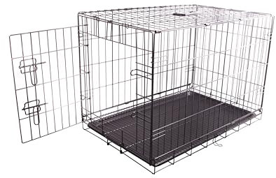FOURPAW Robuste, Faltbare Hundebox aus Metalldraht mit Tablett, Einzeltür, 76,2 x 48,3 x 53,3 cm, Schwarz