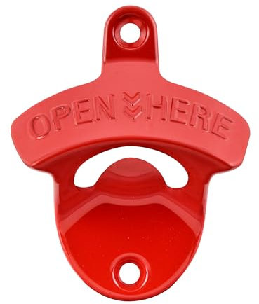 HAIICEN Red Bottle Opener Wall Mount Stainless, Table Mounted Beer Cap Opener for Cooler Patio