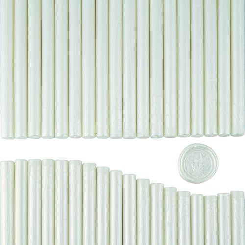 Tomgenrine Mini Wachssiegel-Sticks - 36 Stück Schnellschmelzendes Wachs für Heißklebepistole, ideal für Hochzeitseinladungen, Briefe, Umschläge, Karten & Bastelprojekte (Perlweiß)