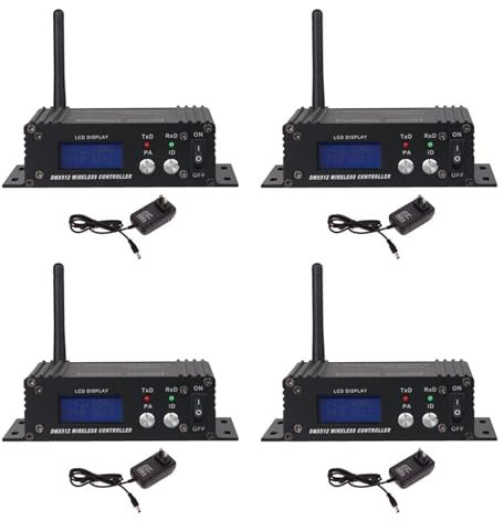 Roosny 4X DMX 512 Wireless Controller Ricevitore Trasmettitore Display LCD Potenza Regolabile per Disco DJ Stage Bar Light-EU Plug
