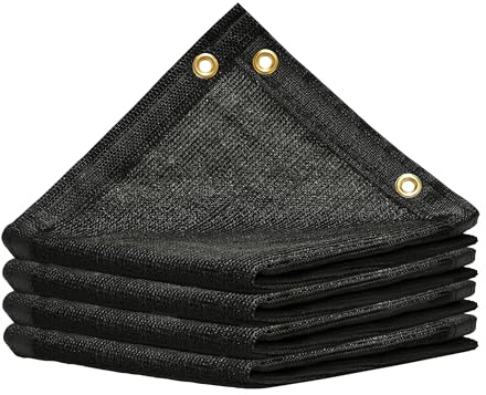 Amgo Schattenstoff mit Ösen, 90% Sonnenschutz, strapazierfähiges Netzgewebe, für Hundehütten, Gewächshaus, Zaun, Sichtschutz, Hühnerstall und Laufstall, 1,8 x 3,6 m, Schwarz