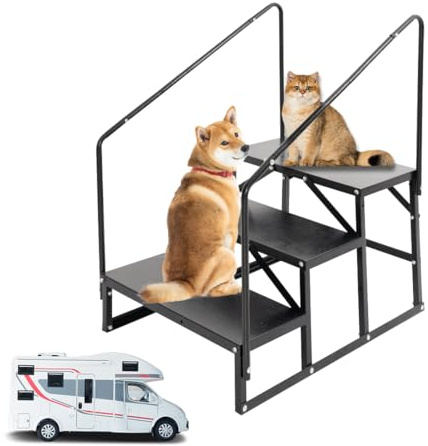 CStern 3 Stufen Wohnmobil-Treppe,rutschfest Trittstufe,Whirlpool Treppen mit Handläufen,3-stufige für Wohnwagen,Camping,Reisemobil,Tragbarer Treppe für Reiseanhänger