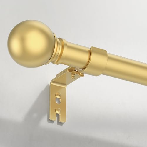 UIOSANRT Goldene Gardinenstangen, 2,5 cm Durchmesser, strapazierfähig, verstellbare Länge 81,3 cm - 304,8 cm, Wandmontage, Edelstahl