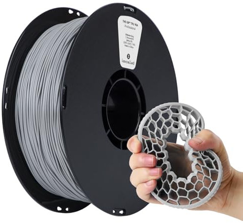 kexcelled TPU 95A Filamento per Stampante 3D 1,75 mm +/- 0,05 mm, Flessibile e Morbido, Eccellente Elasticità, Adatto a Moltissime Stampanti FDM, Bobina da 1 kg (2,2 lbs), Grigio
