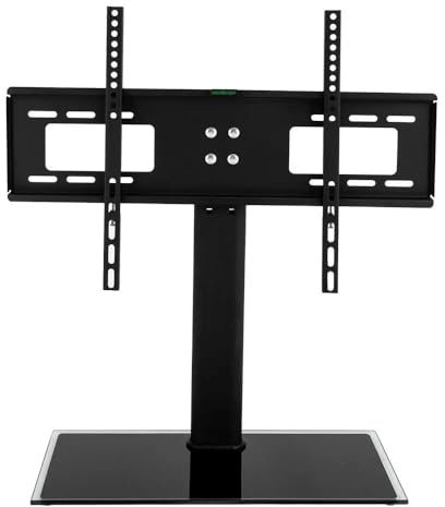 Universal Table Top TV Pedestal TV Stand for 32-55 inch, Plasma/LCD/LED/OLED TVs Height Adjustable Stand with Tempered Glass Base, Max VESA 400x400mm up to 40KG TV Stand