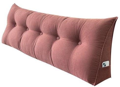 Kopfende Rückenkissen Großes 140/160 Rückenkissen Bequemes Rückenlehne Kissen Lesekissen und Rückenteil für Bett und Sofa Waschbar Lang Dreieckskissen Kopfkissen Kissen für Sofa/Wand (135X20X50cm,Bea