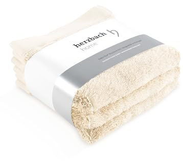 herzbach home Seiftuch 3er Set 30 x 30 cm – Hochwertige, weiche & saugstarke Mini-Handtücher in Premium-Qualität – 100% natürliche Baumwolle (Creme)