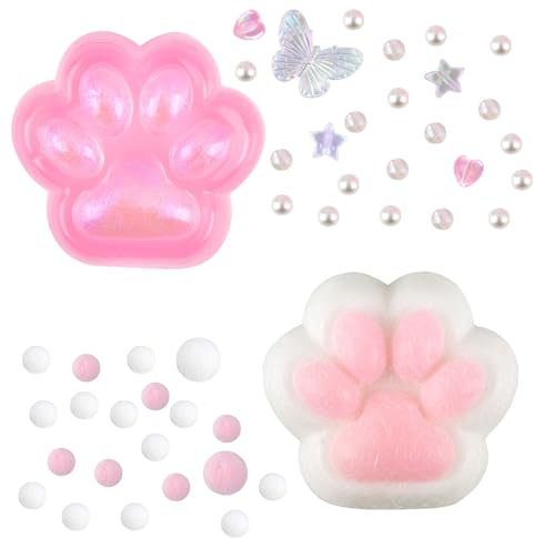 AYNKH Cat Katzenpfoten Squishy Toy, FuFu Squishy,neues rosa Squeeze Fußspielzeug für Katzen, mit 10-lustigen kleinen Bällen, Taba Squishy,Squeeze Toy,Kinder, Jugendliche und Erwachsene