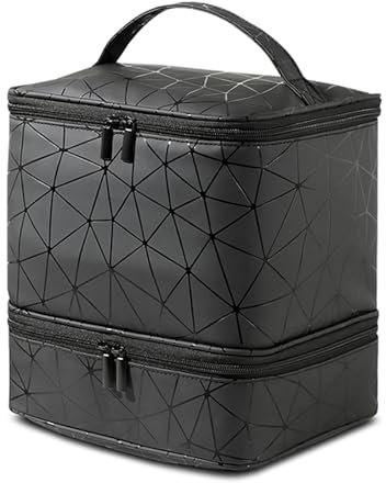 UZSUZZ Sac de Rangement Vernis à Ongles Imperméable – Organisateur Double Couche pour Vernis à Ongles, Sac de Voyage Cosmétique Noir