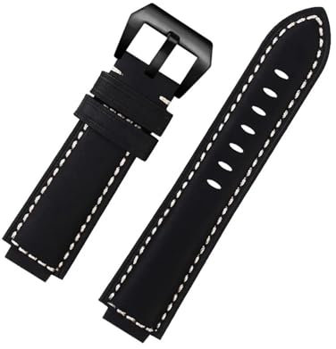 DKWOIS Kompatibel mit TIMEX Tidal Compass Vintage T2N721 T2N720 T2n739 TW2T76500 TW2T76300 Crazy Horse Hide Dermis Uhrenarmband Rindsleder-Uhrenarmband(Black-black buckle)