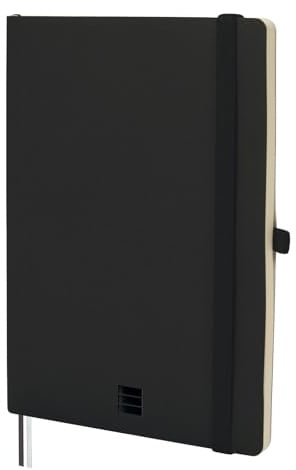 Finocam - Notizbuch Nexo Flexibler Einband Blanko Schwarz | Notizbuch DIN A5 mit perforierten Blättern | Innentasche und Stifthalter | 72 Blätter, Ideal zum Schreiben und Zeichnen
