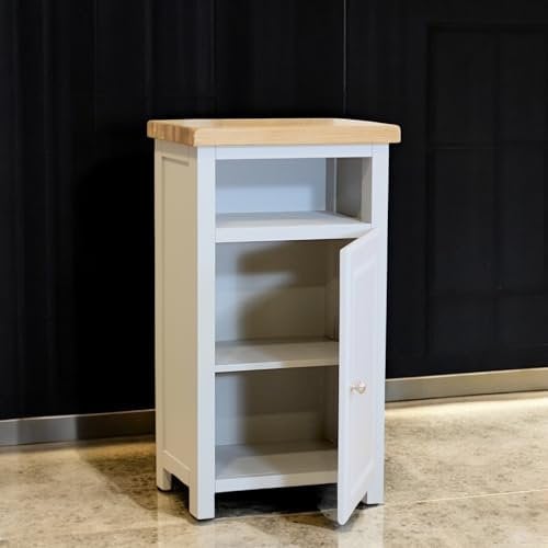 GROFurniture Cashmere Grey Slim Cabinet, Bathroom Storage Cabinet, Oak Painted Cupboard, Hallway Storage Unit, Storage Cupboard, Bathroom Unit or Kitchen storage unit