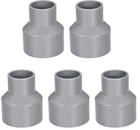 TOP-VIGOR Lot De 5 Raccords Réducteurs PVC DWV 32mm x 50mm Adaptateur De Tuyau Pour Réduction De Diamètre, Connexion Étanche Pour Systèmes D'Eau Potable Et Construction, Gris