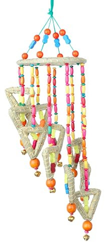 Decorative Door Hanging Made up of Dry Grass and Beads Frame String Welcome Home for Home Wall Temple Door Festival (Size:- 18)