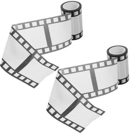 KONTONTY Breites Filmstreifen-Dekorband 7.50Cm X 393 Zoll 2 Rollen Kreatives Diy Klebeband Mit Retro Filmrolle Muster Für Scrapbooking Journaling Bürobedarf Und Partydekoration