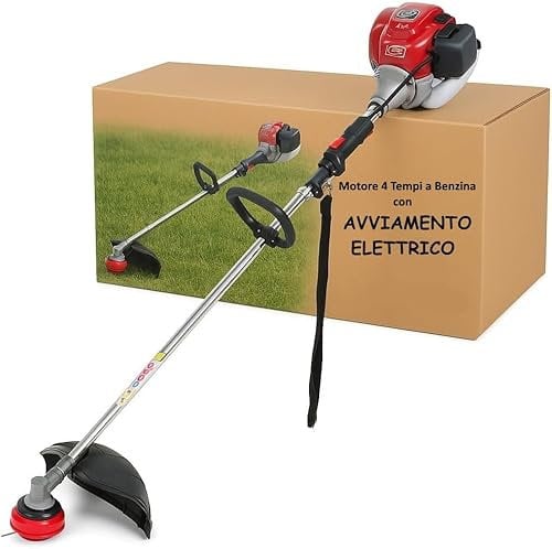 Decespugliatore Tagliaerba a Benzina 4 Tempi 35,8cc con AVVIAMENTO ELETTRICO, Potente, Affidabile, Facile da Avviare per chi non vuole affaticarsi con accensione a mano, per giardini e terreni
