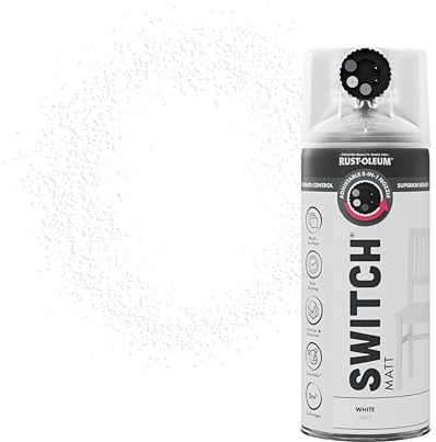 Rust-Oleum Switch 5 in 1 Nozzle Multi Surface Topcoat Decorative Spray Paint Aerosol 400ml White Matt Finish