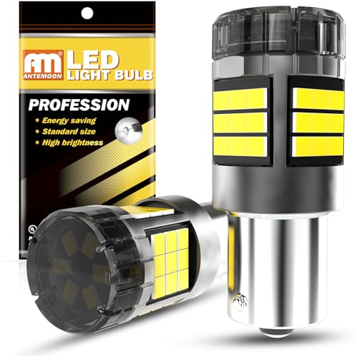 ANTEMOON P21W 1156 BA15S Lampadine LED Canbus Sensa Errore Super Luminoso 12V 24V 6000K Bianco 1141 1003 7506 per Luce di Retromarcia Luce di Svolta Luce del Freno Fendinebbia Posteriori, 2 Pezzi