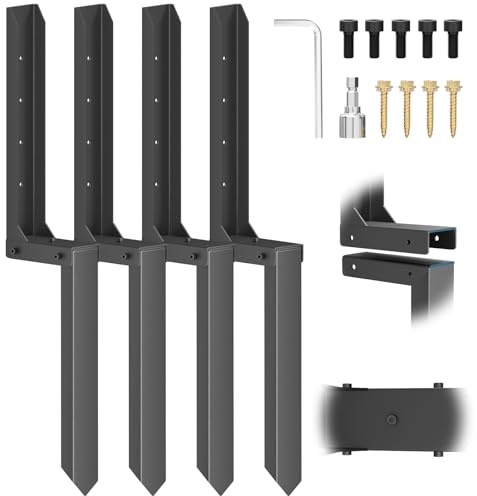 Fence Post Repair Kit 4 Pack, 8mm Double-Layer Post Anchor for Wood Posts