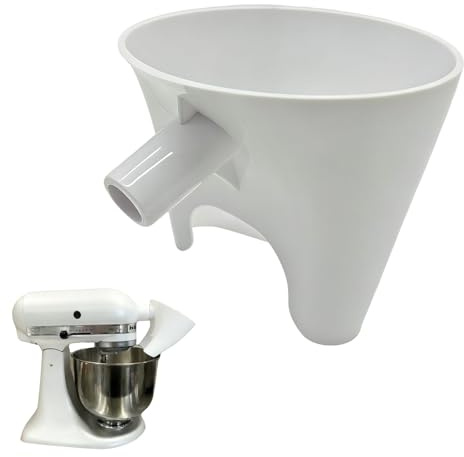 Flour Funnel for KitchenAid Mixer,Stand Mixer Attachment with No-Mess Anti-Spill Design,Easy Clean Portable Accessory for Baking Cooking Prep with Flour, Sugar, Eggs Liquid (White)