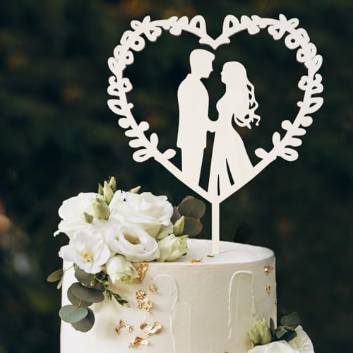 I LOVE MOM Married Cake Topper Hochzeit aus Holz,Mr & Mrs Tortendeko Hochzeit,Just Married Deko Hochzeitstorte,Tortenstecker Hochzeitsfeier,Hochzeitstorte Topper,Kuchen Topper für Verlobung Deko