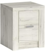 Masseno Nachttisch ZERI Nachtschrank Beistelltisch für Schlafzimmer 45 x 55 x 42 cm Eiche Bianco