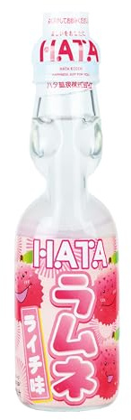 Hata Kosen Lychee Ramune Japanese Soda Soft Drink, Marble-Sealed Glass Bottle, Fruity Sparkling Lemonade Style, Chilled Asian Drink for Sushi, Bento, Parties, Hampers & Gifting 200ml (Pack of 18)