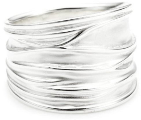 Vinani Damen Ring 925 Silber - breit Struktur sandgestrahlt glänzend aus 925 Sterling Silber für Frauen - RBM60